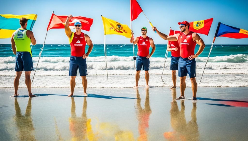 lifeguards and swimming flags